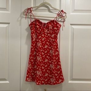 Tie strap red dress